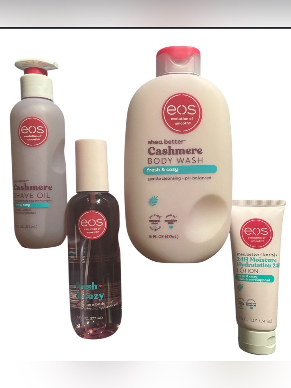 EOS BUNDLE | FRESH & COZY Body Wash Shave Oil Body Mist & Mini Lotion Self Care